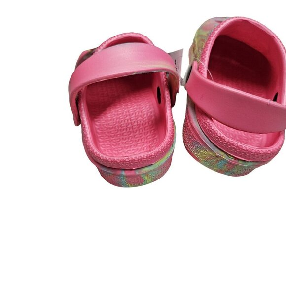 NWT Toddler Rainbow Clogs Size 9 Pink Tie-Dye Clogs With Cloud Charm Slip on - Picture 4 of 10